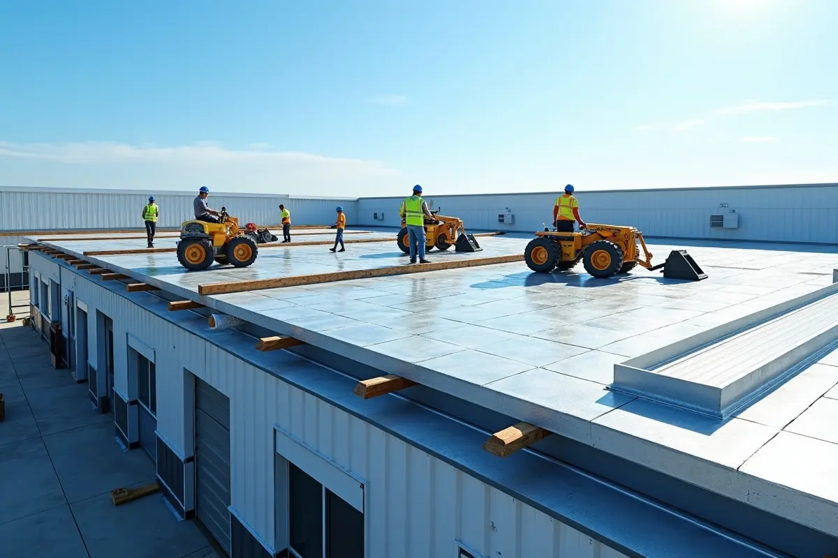 commercial roof installation team