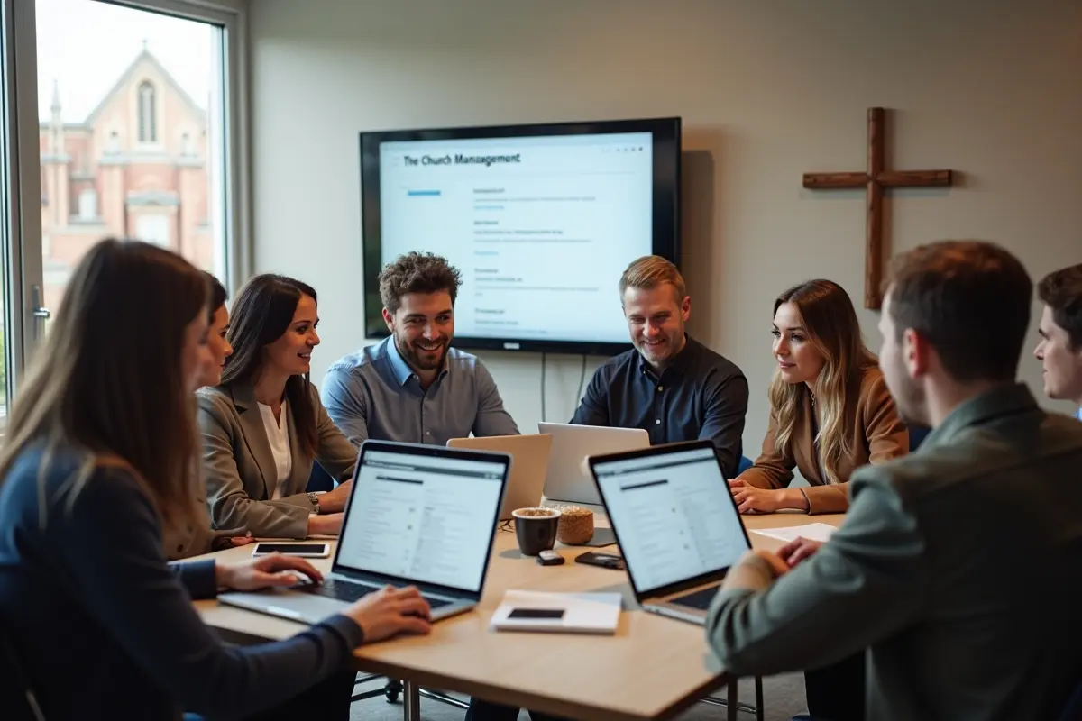 church staff using management software for ministry operations