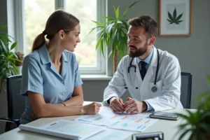doctor explaining practical medical cannabis uses during patient consultation